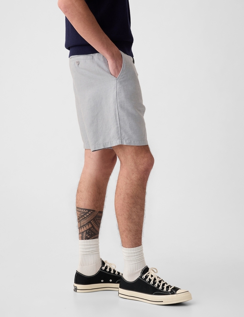 8" Linen-Cotton Shorts