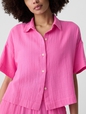 Relaxed Cropped Gauze Shirt
