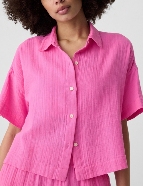 Relaxed Cropped Gauze Shirt
