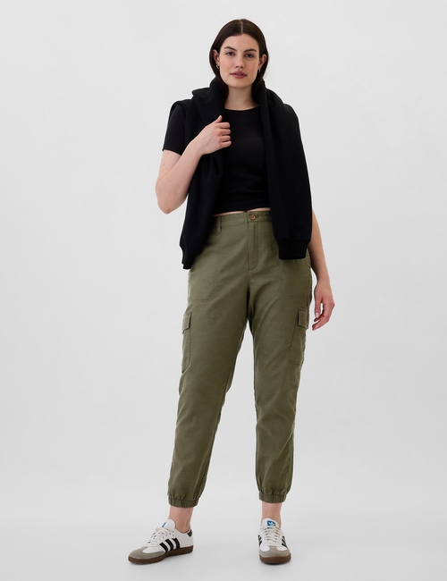 Girlfriend Khaki Cargo Joggers