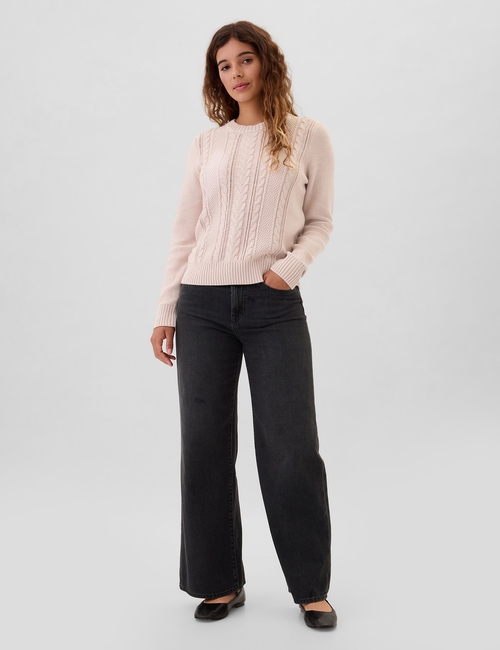 Cable-Knit Crewneck Sweater