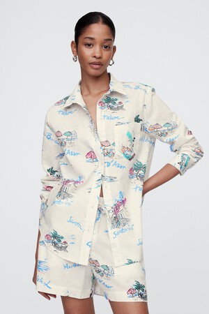 Linen-Blend Easy Shirt