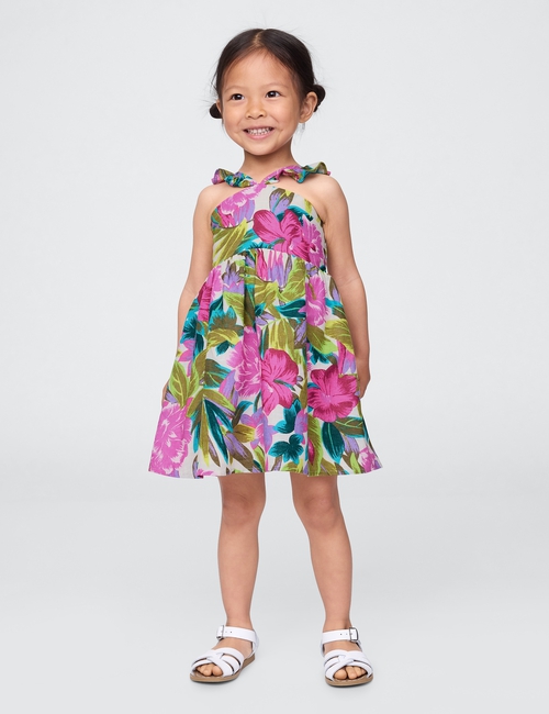 Baby & Toddler Linen-Cotton Flutter V-Neck Dress
