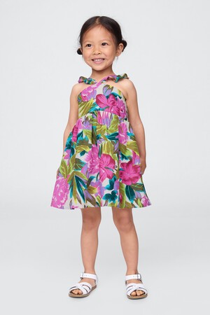 Baby & Toddler Linen-Cotton Flutter V-Neck Dress