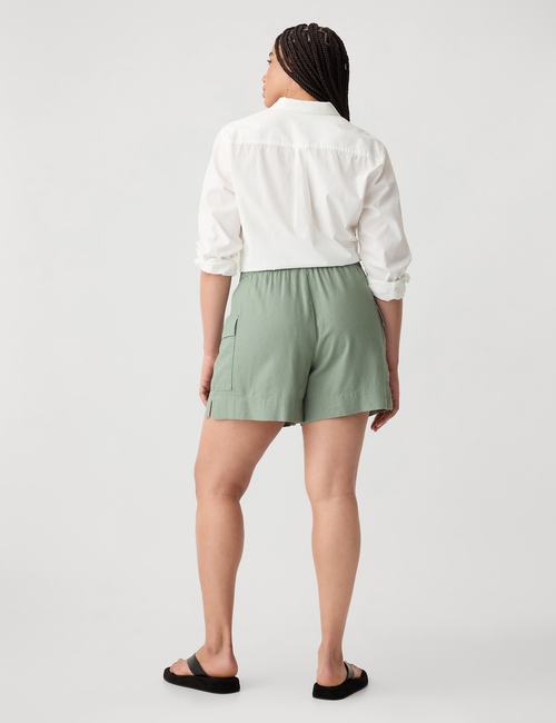 6'' High Rise Linen-Blend Pull-On Cargo Shorts