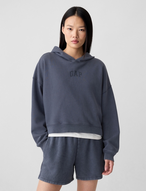Relaxed Gap Mini-Logo Cropped Hoodie