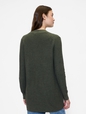 Relaxed Shaker-Stitch Open-Front Cardigan