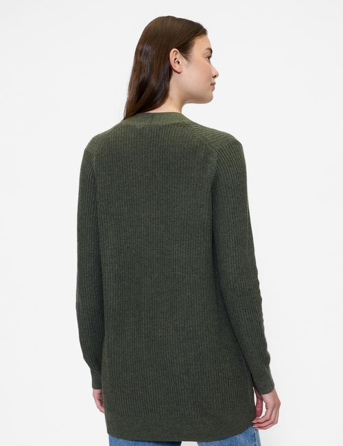 Relaxed Shaker-Stitch Open-Front Cardigan