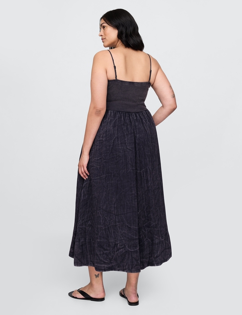 Crinkle Gauze Mixed Media Maxi Dress