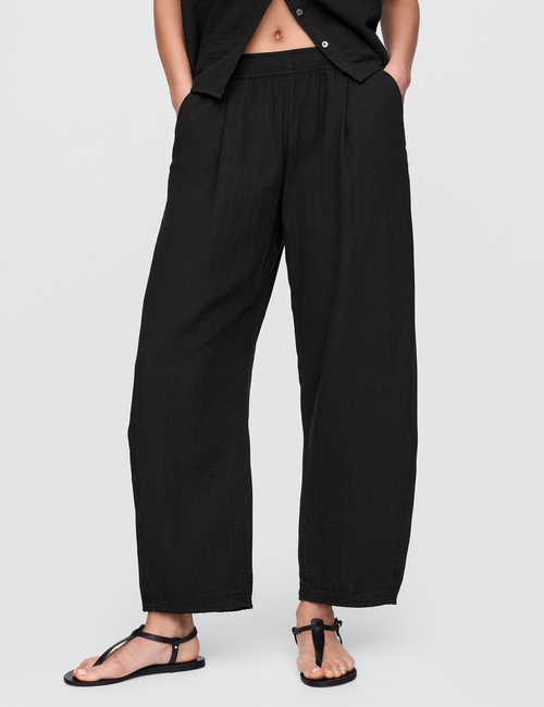 Crinkle Gauze Easy Barrel Pants