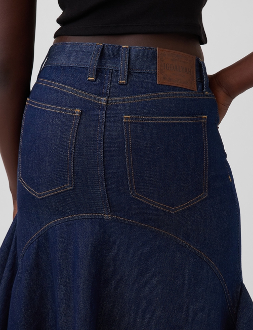 Gap × HFR Ruffle Denim Midi Skirt by IGDALYAH
