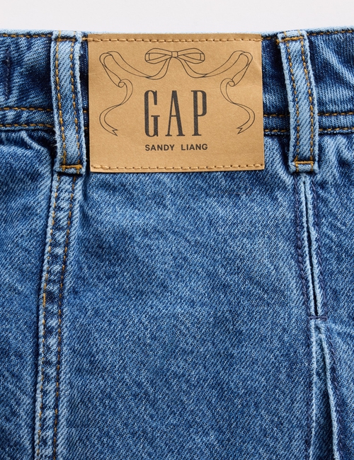 GAP X SL PLEATED DENIM KNEE LENGTH SKIRT