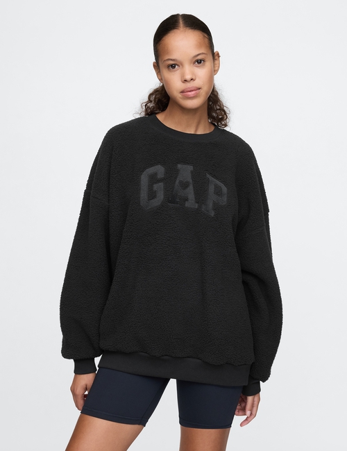 Oversized Sherpa Heart Logo Sweatshirt