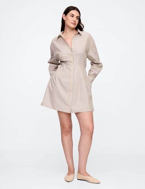 Stripe Poplin Mini Shirtdress