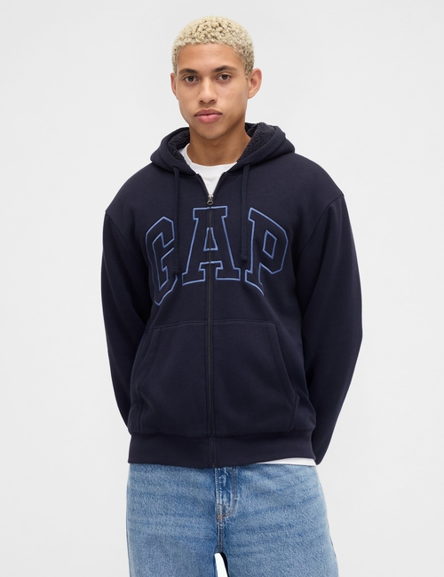 Relaxed Gap Logo Sherpa-Lined Zip Hoodie