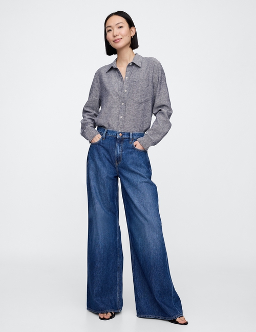 Linen-Blend Easy Shirt
