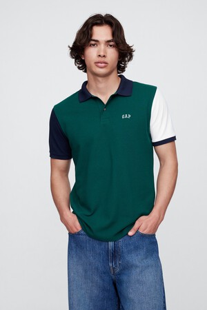 Colorblock Stretch Pique Polo Shirt