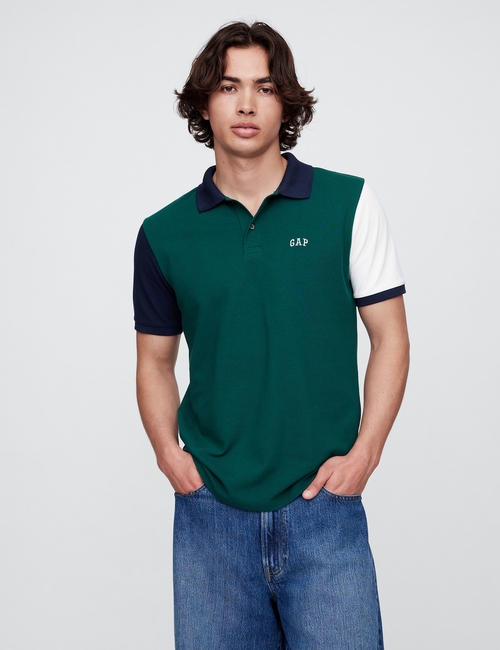 Colorblock Stretch Pique Polo Shirt