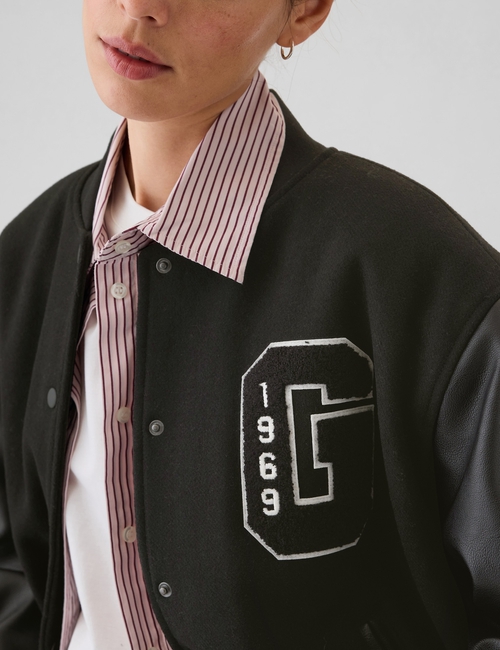 Wool Varsity Logo Boyfriend Jacket