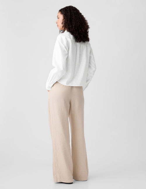 Cropped Linen-Blend Shirt