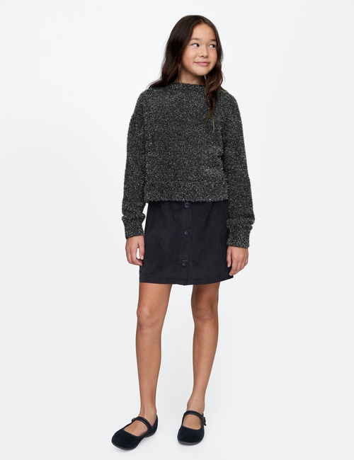 Kids Fuzzy Metallic Crewneck Sweater