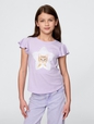 Kids Flippy-Sequin Flutter Sleeve Graphic T-Shirt