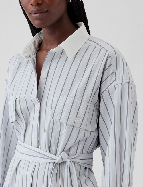 Organic Cotton Striped Mini Shirtdress