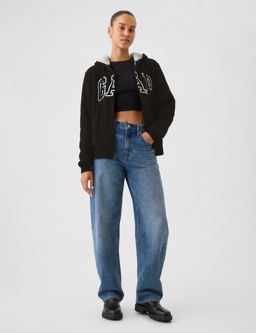 Relaxed Gap Logo Sherpa-Lined Zip Hoodie