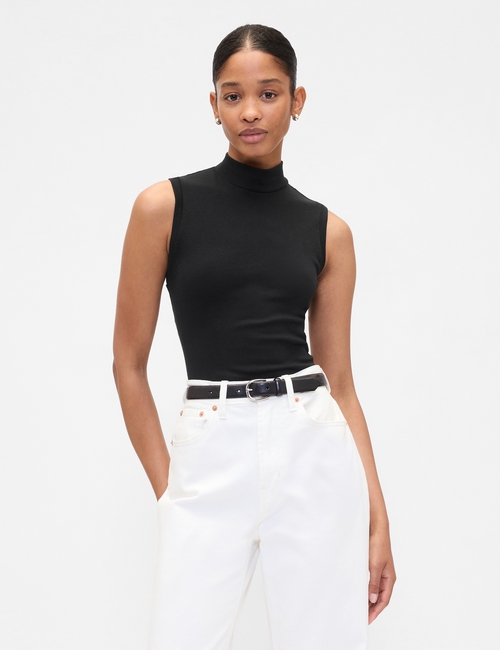 Modern Ribbed Mockneck Tank Top