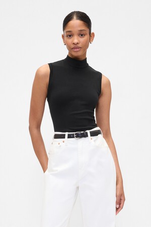 Modern Ribbed Mockneck Tank Top