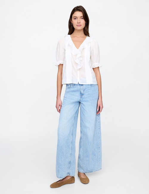 Relaxed Voile Ruffle Top