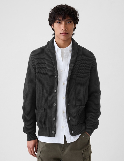 Textured Rib Shawl Cardigan