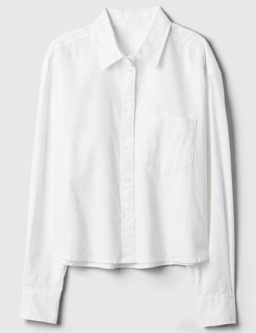Cropped Linen-Blend Shirt