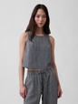 Cotton Gauze Racer Shell Tank Top