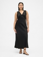 SL VNECK LACE TRIM MAXI DRESS