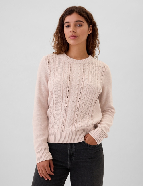 Cable-Knit Crewneck Sweater
