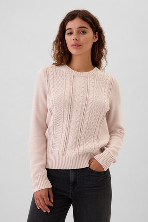 Cable-Knit Crewneck Sweater