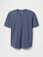 Lived-In Relaxed Curved Hem Henley T-Shirt