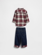 MFD B LS PLAID TOP PANT SET