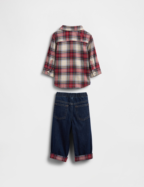 MFD B LS PLAID TOP PANT SET