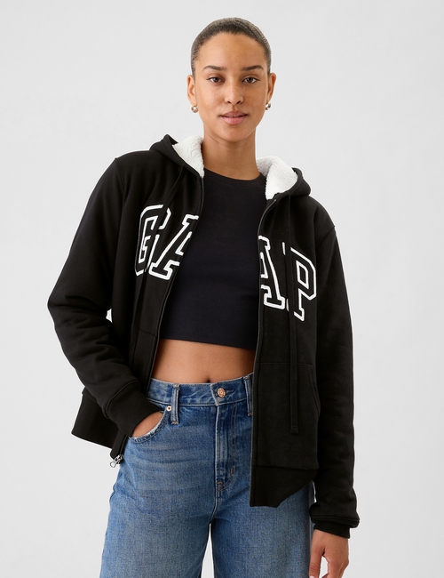 Relaxed Gap Logo Sherpa-Lined Zip Hoodie