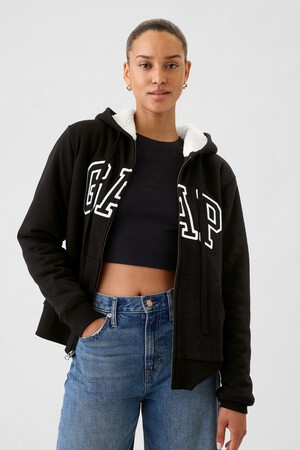 Relaxed Gap Logo Sherpa-Lined Zip Hoodie