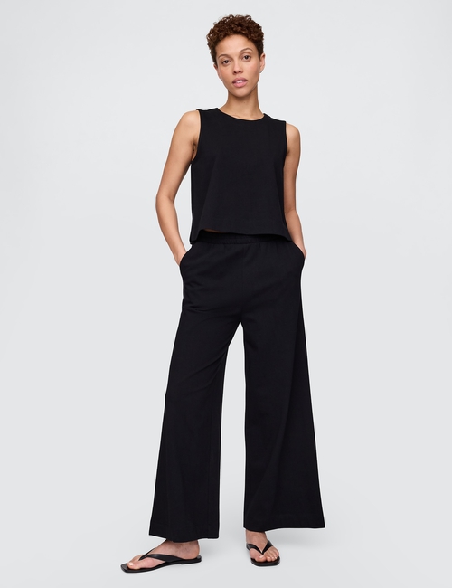Organic Cotton Heavyweight Cropped Wide-Leg Pants