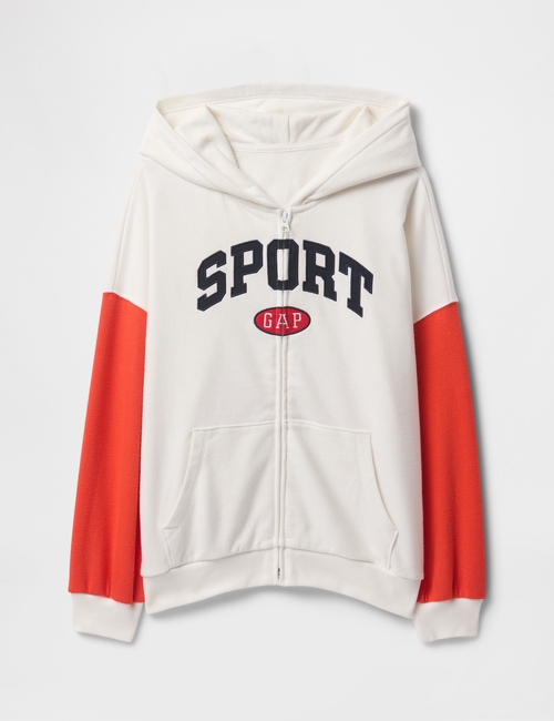 Kids Vintage Soft Full-Zip Sport Logo Hoodie