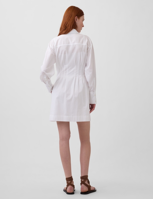 Pleated Mini Shirtdress