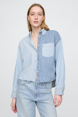 Denim Cropped Big Shirt