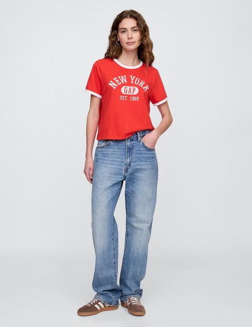 Shrunken Graphic Ringer T-Shirt