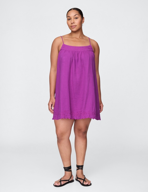 Cotton Gauze Embroidered Swing Dress