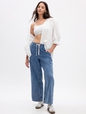 High Rise Wide-Leg Pull-On Jeans