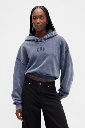 VintageSoft Crop Logo Hoodie